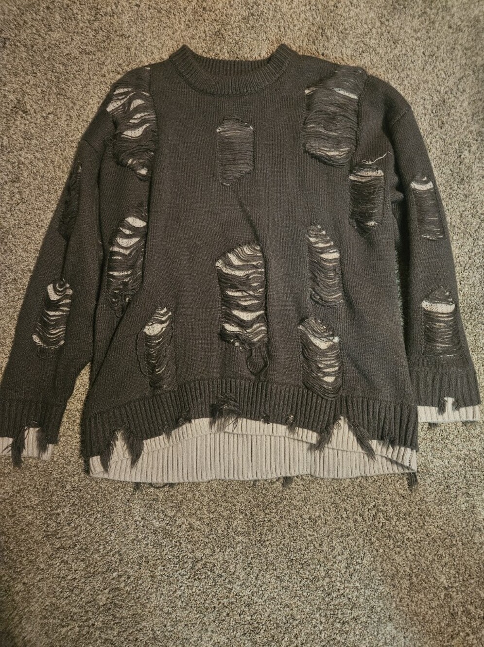 Nevstudio Distressed Sweater with Cream Lining